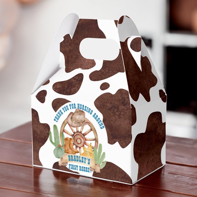 Cowboy 1st rodeo western birthday personalised favour box (Cowboy 1st rodeo western birthday personalized favor box)