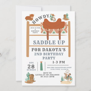 Cowboy 2nd Birthday Boy Invitation