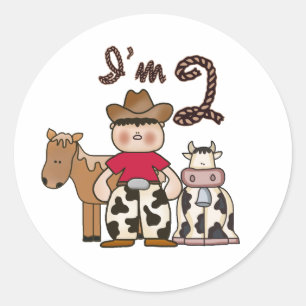 Cowboy  2nd Birthday Classic Round Sticker