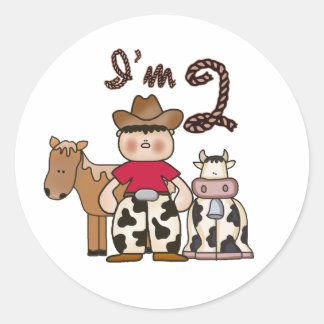 Cowboy 2nd Birthday Classic Round Sticker