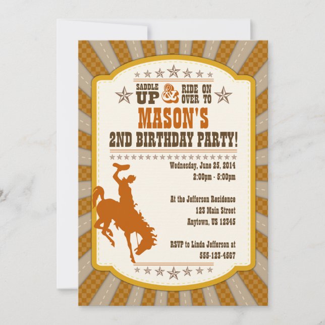 Cowboy 2nd Birthday Party Invitation (Front)