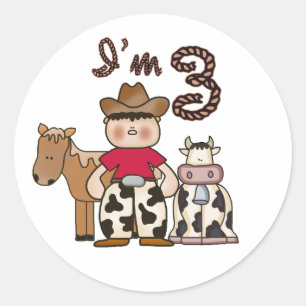 Cowboy 3rd Birthday Classic Round Sticker