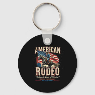 Cowboy 4th Of July Western American Rodeo Country Key Ring