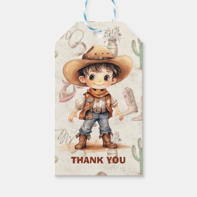 Cowboy 5th Birthday Bash  Gift Tags (Front)