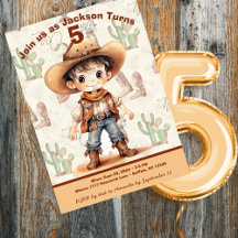 Cowboy 5th Birthday Bash Invitation