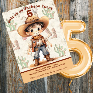 Cowboy 5th Birthday Bash Invitation
