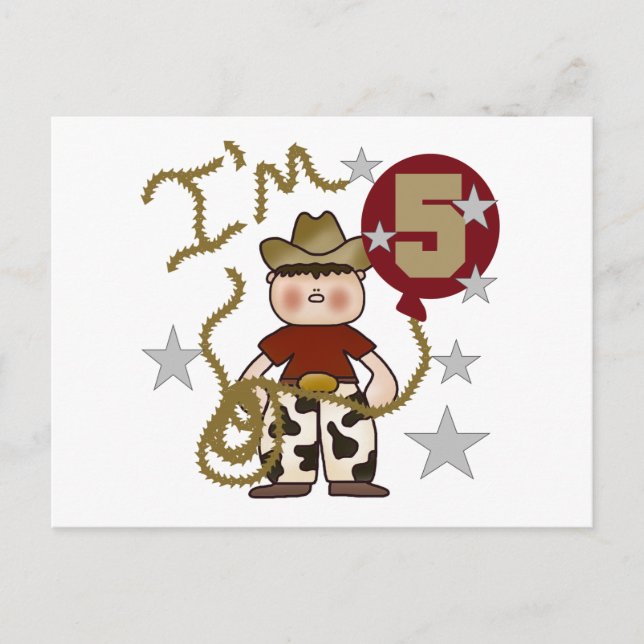 Cowboy 5th Birthday T-shirts and Gifts Postcard (Front)