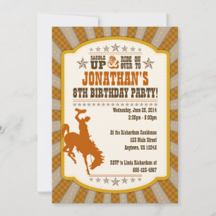 Cowboy 8th Birthday Party Invitation