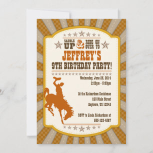 Cowboy 9th Birthday Party Invitation