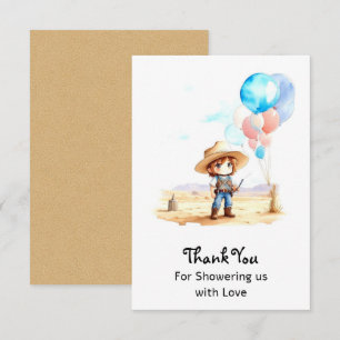 Cowboy Adventure Baby Boy's Wild West Shower Thank You Card