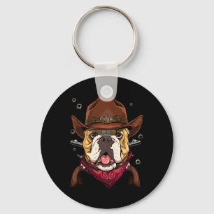 Cowboy American Bulldog Country Music Rodeo Howdy Key Ring