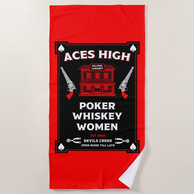 Cowboy American Frontier Saloon Beach Towel (Front)