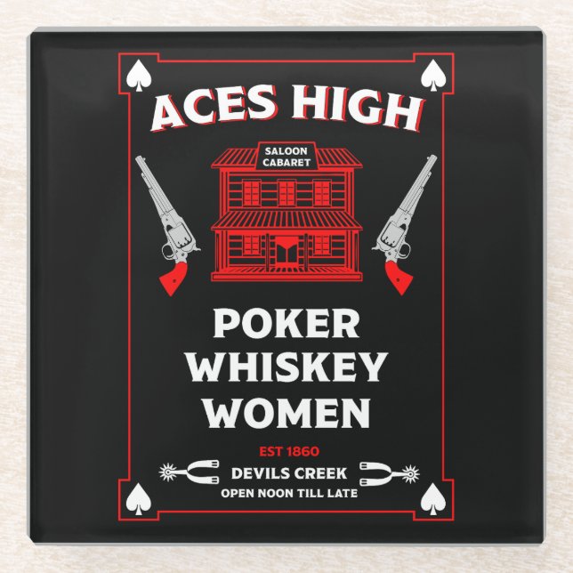 Cowboy American Frontier Saloon Glass Coaster (Front)