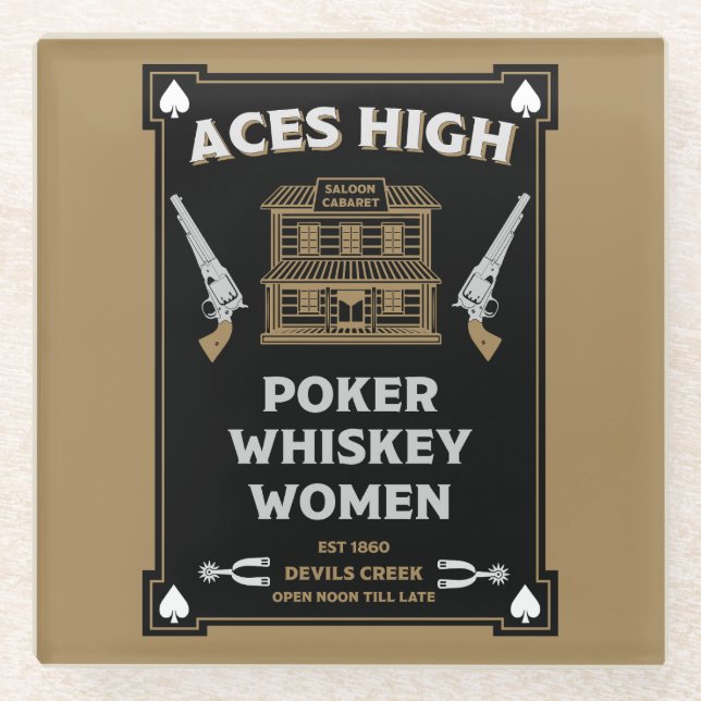 Cowboy American Frontier Saloon Glass Coaster (Front)