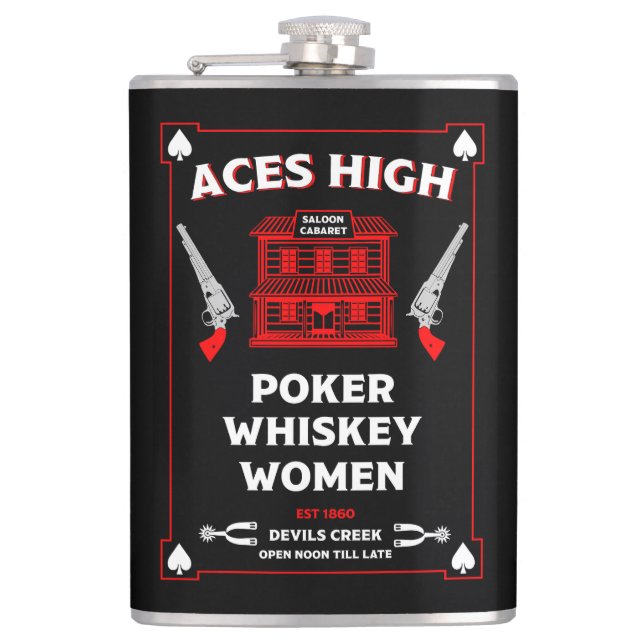 Cowboy American Frontier Saloon Hip Flask (Front)
