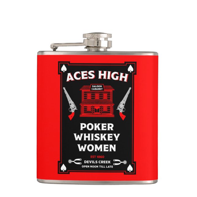 Cowboy American Frontier Saloon Hip Flask (Front)