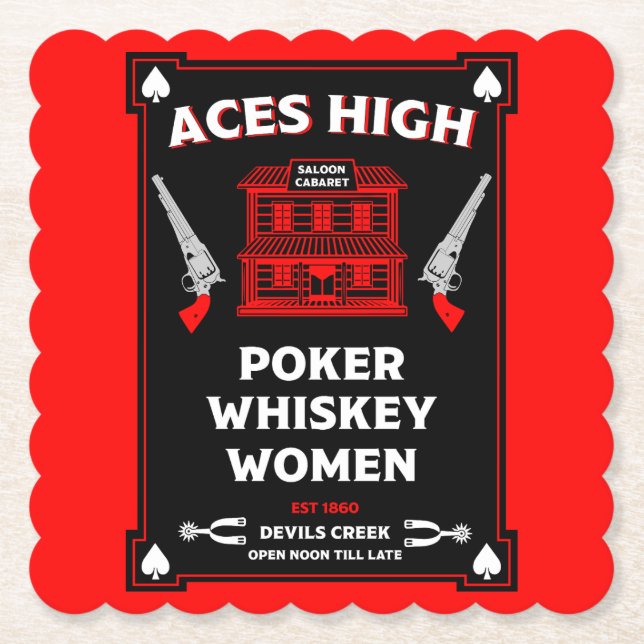 Cowboy American Frontier Saloon Paper Coaster (Front)