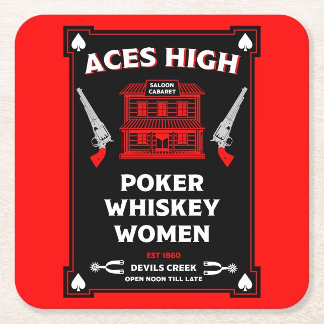 Cowboy American Frontier Saloon Square Paper Coaster (Front)