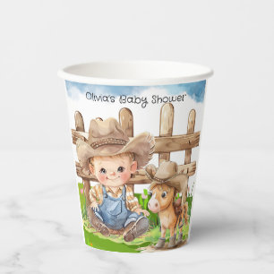 Cowboy and a Pony Horse Boy Baby Shower Paper Cups