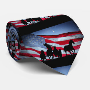 Cowboy and American Flag Country Western Tie