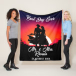 Cowboy and Bride at Sundown Wedding  Fleece Blanket<br><div class="desc">A cowboy and cowgirl are silhouetted against a setting sun and are ready for their best day ever in this gorgeous western-themed design.</div>