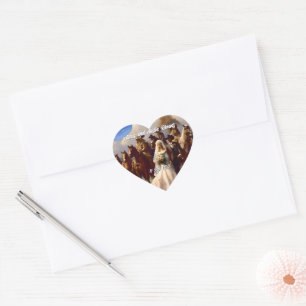 Cowboy and Bride Outdoor Wedding Heart Sticker