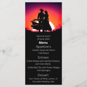 Cowboy  and Bride Sundown Western Style Wedding Menu