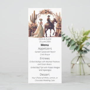 Cowboy  and Bride Western Style Wedding Menu