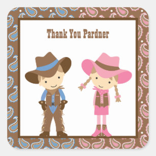 Cowboy and Cowgirl Birthday Stickers