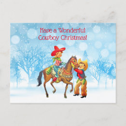 Cowboy and Cowgirl Christmas Postcard
