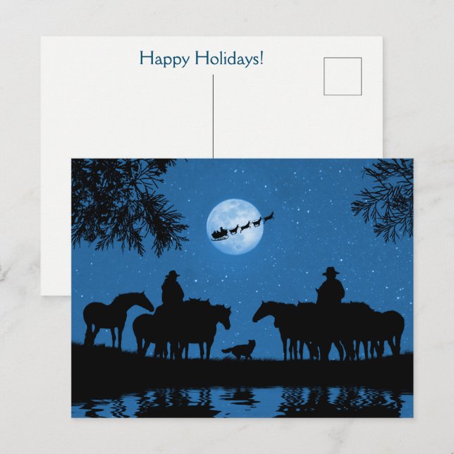 Cowboy and Cowgirl Country Western Holiday Postcard (Front/Back)