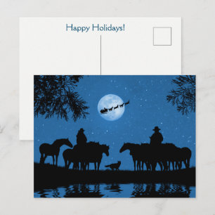 Cowboy and Cowgirl Country Western Holiday Postcard