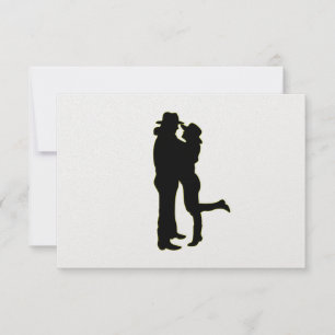 Cowboy and Cowgirl in Love Silhouette-Blank Inside RSVP Card