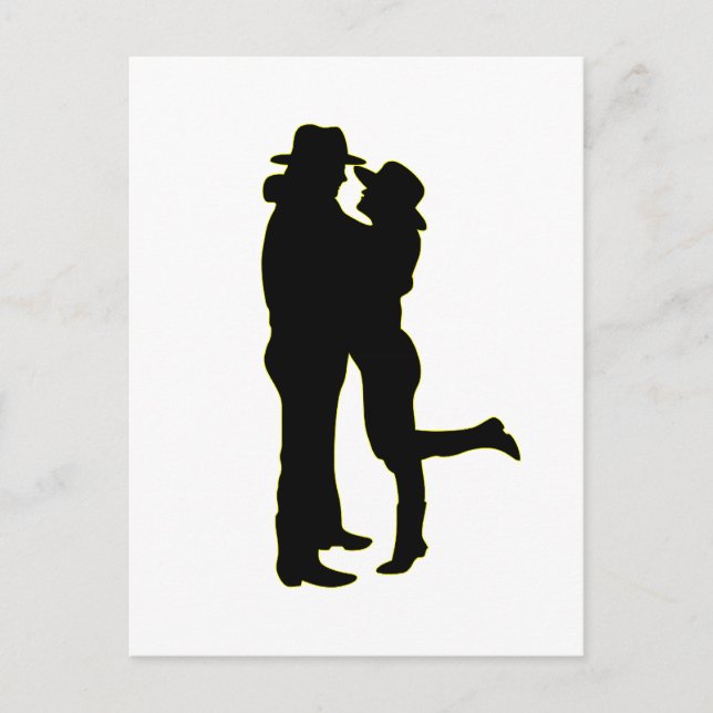Cowboy and Cowgirl in Love Silhouette Postcard (Front)