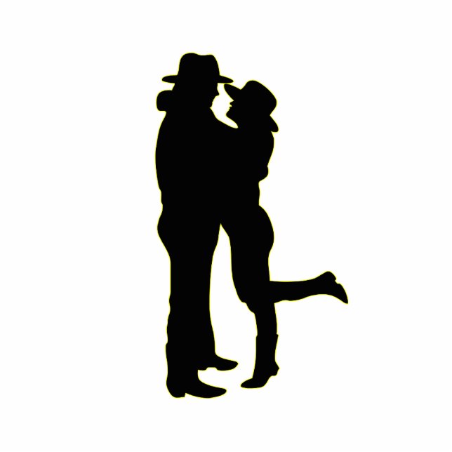 Cowboy and Cowgirl in Love Silhouette Standing Photo Sculpture (Front)