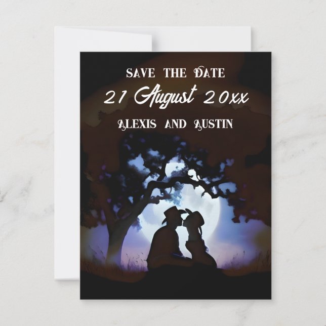 Cowboy and Cowgirl Kissing Save the Date Invitation (Front)