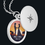 Cowboy and Cowgirl Wedding in Silhouette Locket Necklace<br><div class="desc">A cowboy and his bride are silhouetted against a beautiful setting sun.</div>