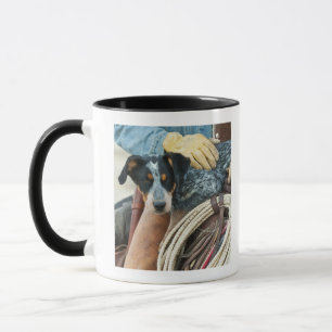 Cowboy and dog on horse mug