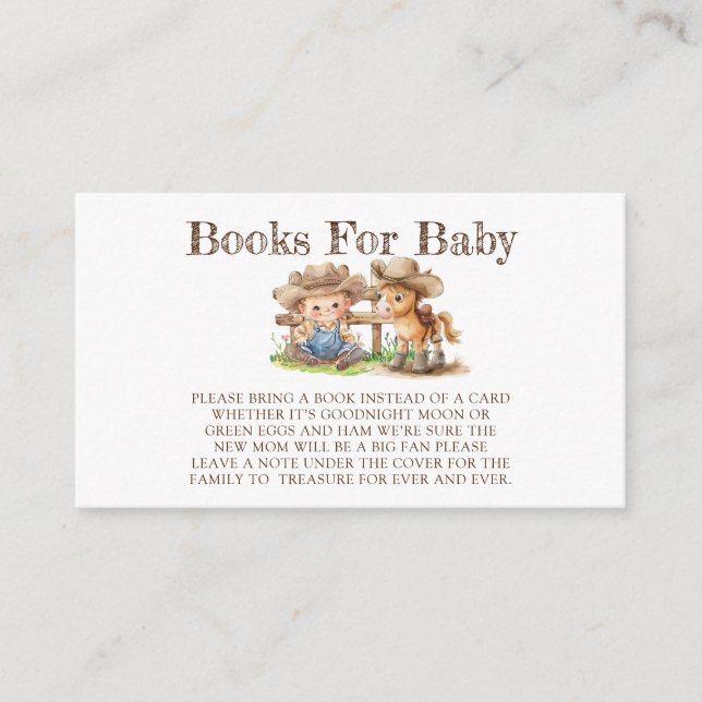 Cowboy and His Horse Boy Books For Baby Enclosure Card (Front)