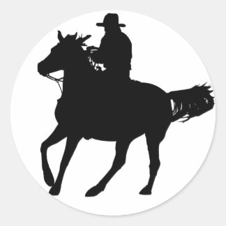 Cowboy and his horse classic round sticker