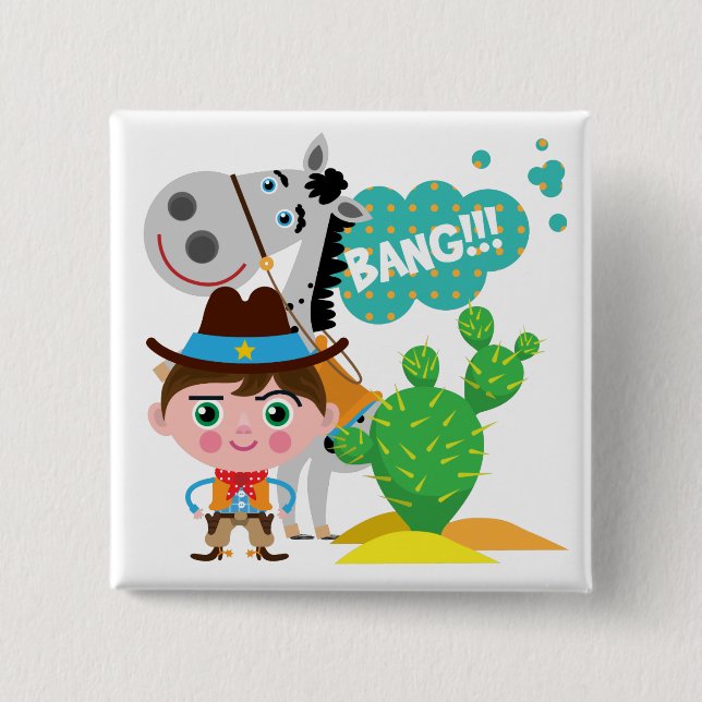 Cowboy and Horse 15 Cm Square Badge (Front)