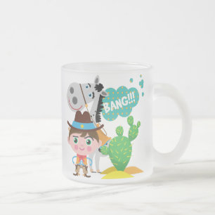 Cowboy and Horse Frosted Glass Coffee Mug