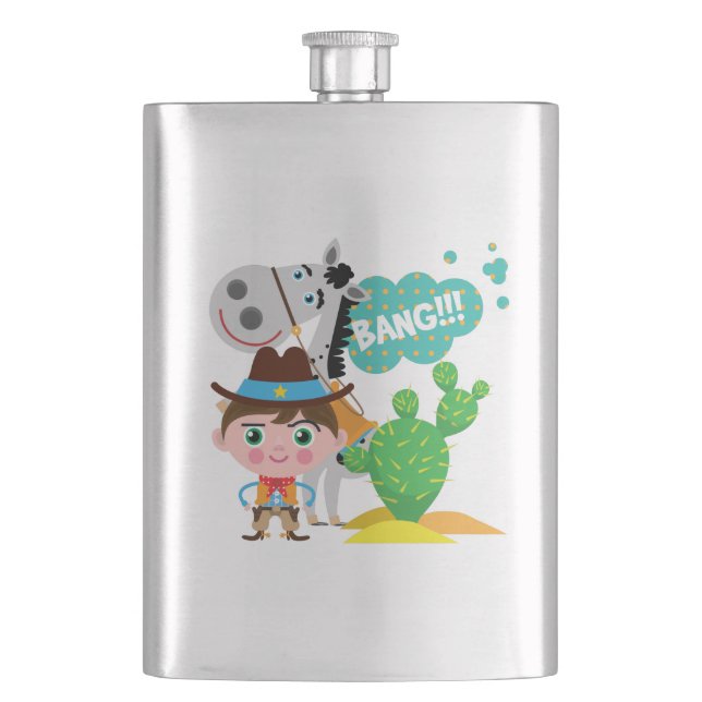Cowboy and Horse Hip Flask (Front)