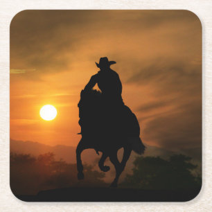 Cowboy and Horse in the Sunset Coasters