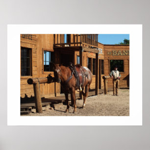 Cowboy and horse in the wild west, USA Poster