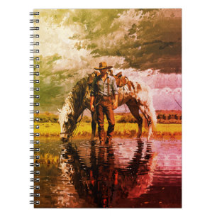 Cowboy and Horse Reflection Wall Art – Western Notebook