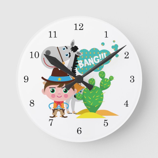 Cowboy and Horse Round Clock (Front)