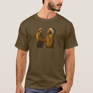 Cowboy and Indian Handshake - Wild West Unity T-Shirt