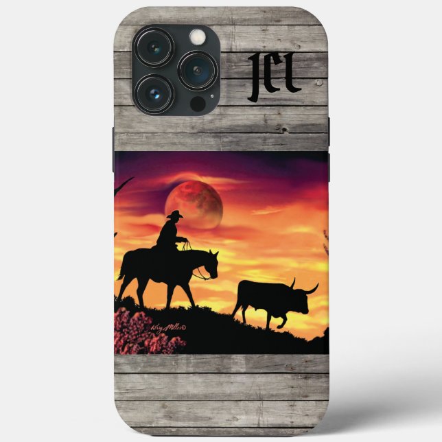 Cowboy And Longhorn Steer Case-Mate iPhone Case (Back)