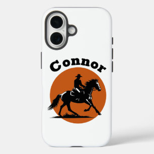 Cowboy and Orange Sun Circle iPhone 16 Case